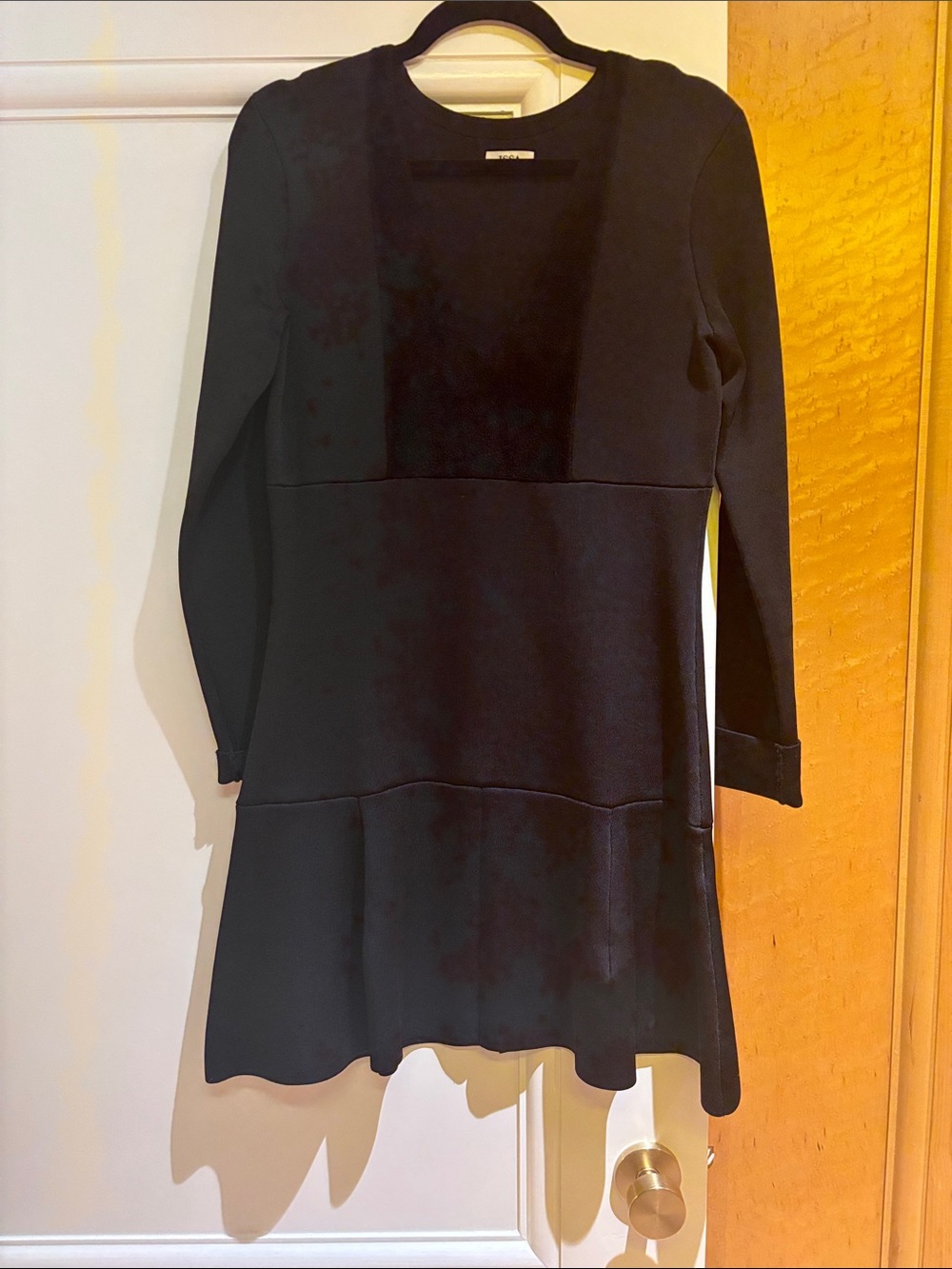Simple Black Long-Sleeve A-Line Dress
